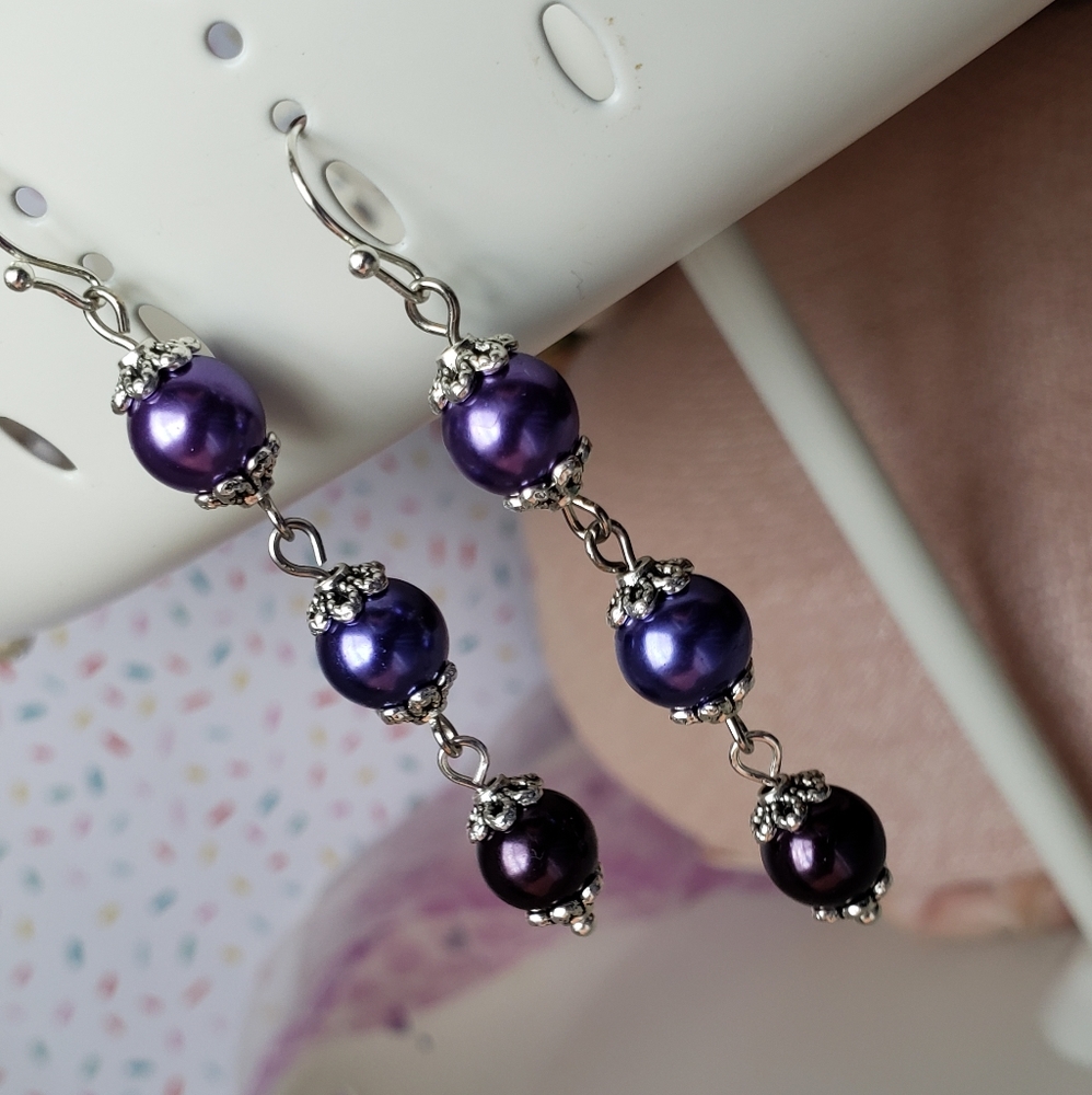 Purple Pearl Ombre Handcrafted Earrings